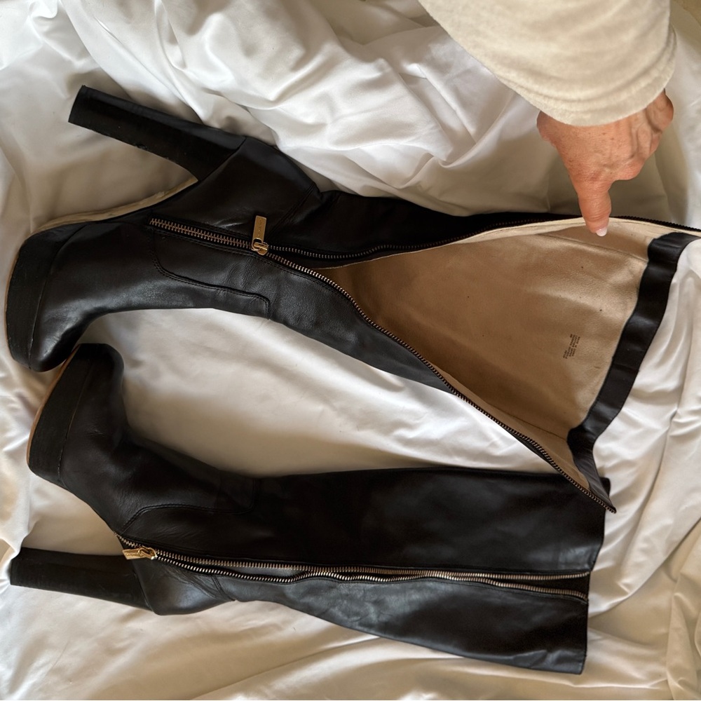 MICHAEL KORS Black Leather Tall Boots Women Size 9 - Picture 13 of 16